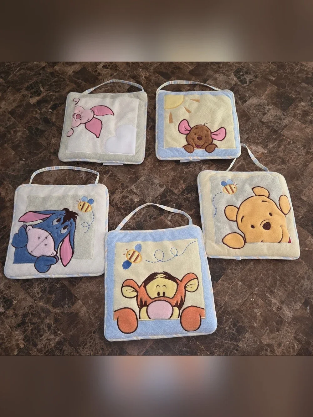 Winnie the Pooh soft baby nursery fabric wall hanging decoration set of five